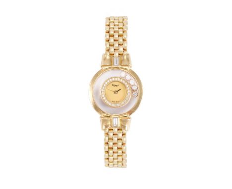 Chopard: A Lady's 18 Carat Gold Diamond Set Wristwatch, signed Chopard, model: Happy Diamonds, ref: 4097/1, circa 1995, quart