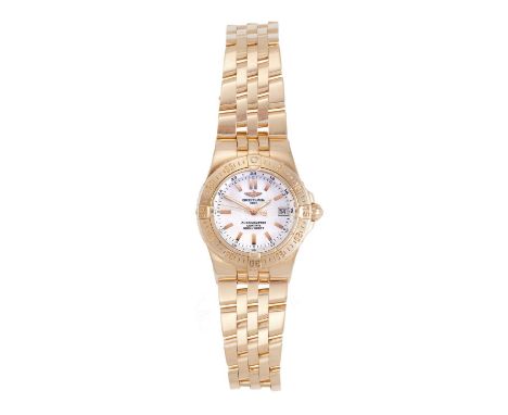 Breitling: A Lady's Limited Edition 18 Carat Rose Gold Calendar Quartz Wristwatch, signed Breitling, chronometre Certifie 100