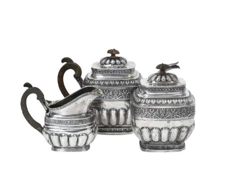 An Associated Three-Piece Russian Silver Tea-Service,  The Teapot and Sugar-Bowl by Yakov Viberg, Moscow, Circa 1820, The Cre