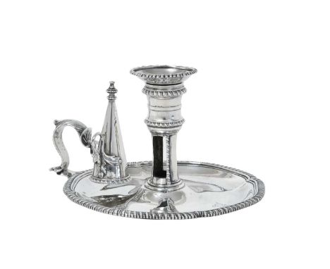 A George III Silver Chamber Candlestick,  by Louisa Cortauld and George Cowles, London, 1770 shaped circular and with gadroon