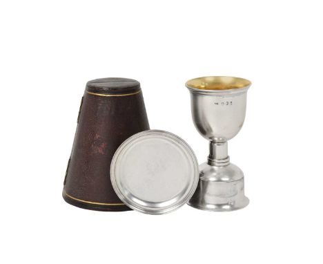 A Three-Piece Victorian Irish Silver Travelling Communion-Set,  by Henry Flavelle, Dublin, 1851, Retailed by West and Sons, C