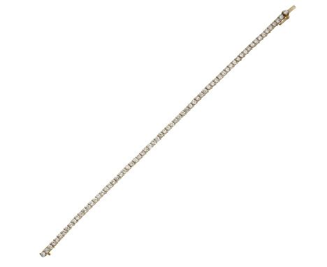 An 18 Carat Gold Diamond Line Braceletthe sixty-eight round brilliant cut diamonds in yellow claw settings, total estimated d