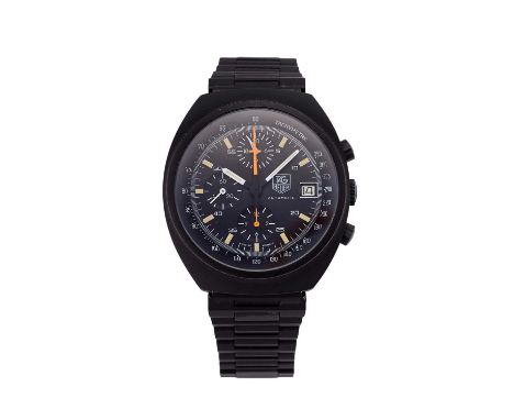 Tag Heuer: A PVD Coated Automatic Calendar 24-Hour Indication Wristwatch, signed Tag Heuer, model: Tag Heuer Pilot, ref: 510.