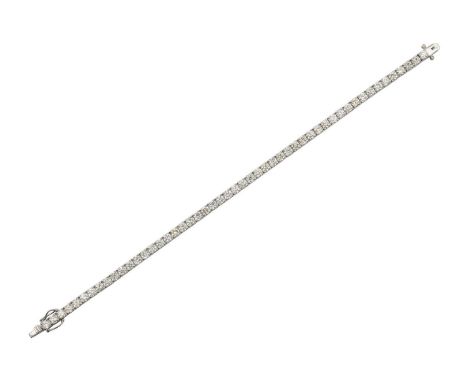 A Diamond Line Braceletthe fifty-one round brilliant cut diamonds in white claw settings, total estimated diamond weight 6.30