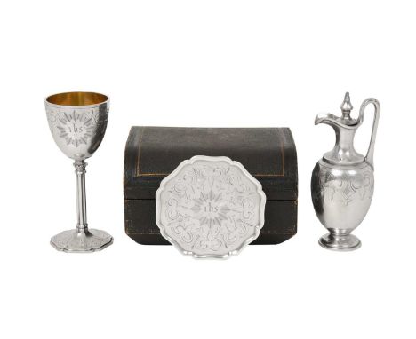 A Three-Piece Victorian Silver Travelling Communion-Set,  by George John Richards and Edward Charles Brown, London, 1863 each