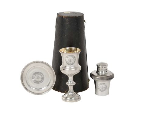 A Three-Piece William IV Silver Travelling Communion-Set,  by Joseph Angell and John Angell, London, 1835 each piece plain an