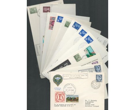 First Day Cover Collection. 12 Railway FDCs Showing the small lines of Wales. Vintage postmarks and Stamps present. Good coll