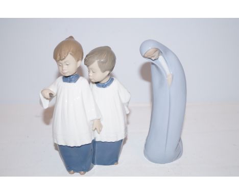 2 Nao choir boys &amp; Lladro figure of a lady 