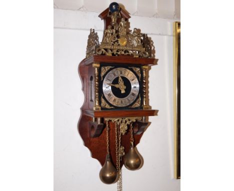 Dutch wall clock with atlas finial