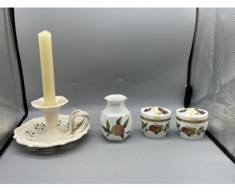 Royal Creamware - Occasions Candleholder, and Three Boxed Royal Worcester Arden Fine China
Good condition, no damage