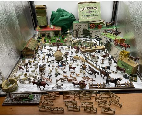 Large Collection of Farm Animals and accessories to include Cast Iron, Led and Plastic examples, Home Farm Series - Farm Wagg