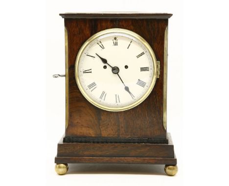 An early 19th century rosewood bracket clock, the back plate marked ' Bentley and Beck', Cornhill, London, 26.5cm high
