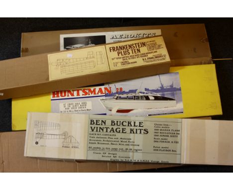 A quantity of model aeroplane and boat kits, to include a Model Aircraft Ltd Vernon Huntsman 28, a Ben Buckle Vintage Kits, '