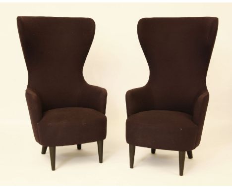 Two large contemporary purple upholstered armchairs (2)* This lot will be sold with VAT on the hammer price