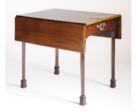 A mahogany Pembroke table, 19th century, the rectangular top above a single end frieze drawer to offset square legs and squar