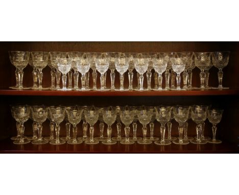 A large suite of hobnail cut wine glasses, approximately 40 in total* This lot will be sold with VAT on the hammer price