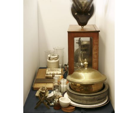 A quantity of various pharmaceutical related items, to include a pan balance, pill roller, various measuring vessels etc * Th