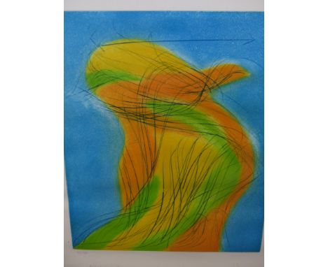 JEAN MESSAGIER.  (1920-1999)  ARR.   AN ABSTRACT COMPOSITION PENCIL SIGNED LIMITED EDITION COLOUR PRINT.   55x 40 cms.