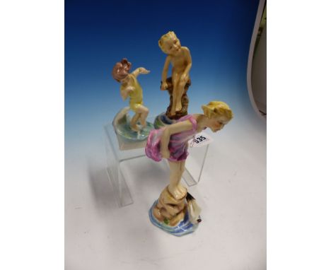 THREE ROYAL WORCESTER FIGURES MODELLED BY F G DOUGHTY EACH RELATED TO THE SEA OR WATER, THE TALLEST, SEA BREEZE, DATED 1935. 