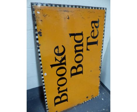 A LARGE ENAMEL ADVERTISING SIGN, BROOKE BOND TEA.   102 x 150cms