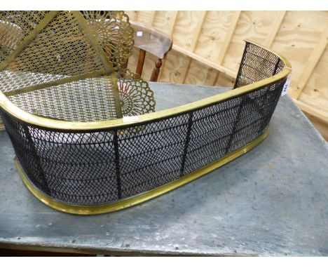 A VICTORIAN SMALL FIREGUARD WITH BRASS RAIL TOP.   W.75cms.