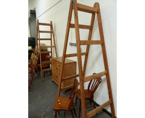 A PAIR OF VINTAGE PINE A-FRAME BUILDER'S TRESTLES.  (2)