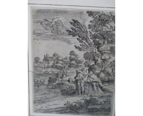 FOUR OLD MASTER FRAMED PRINTS, THE RAPE OF EUROPA AFTER SIMONE CANTARINI,  22.5 x 31.5cms ANOTHER AFTER PICART, DE LA BELLA A