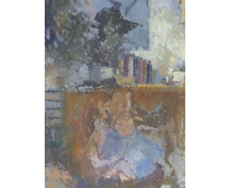 ENGLISH 20th/21st.C.SCHOOL.   PORTRAIT OF A YOUNG MAN, SIGNED INDISTINCTLY, MIXED MEDIA.   44 x 44cms. TOGETHER WITH AN OIL P
