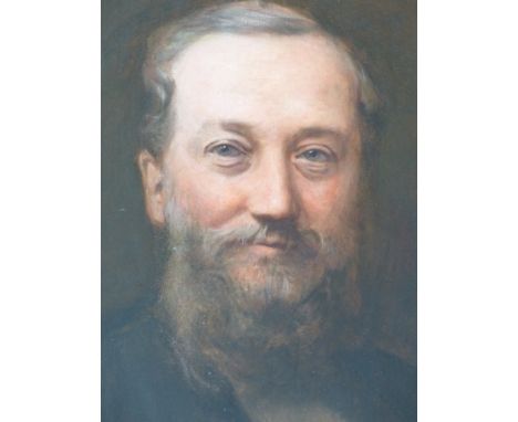 ENGLISH VICTORIAN SCHOOL.   OVAL PORTRAIT OF A BEARDED GENTLEMAN, REPUTEDLY MICHAEL HOOLE ASHWELL  (1825-91) OIL ON CANVAS.  