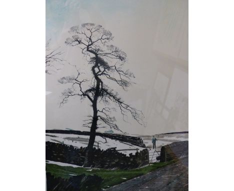 PETER BROOK.  (1927-2009)  ARR.   SNOWLINE, PENCIL SIGNED LIMITED EDITION PRINT.   79.5 x 58cms. (C/W  Christies certificatio