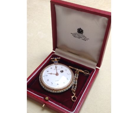 A FINE EARLY 19TH CENTURY POCKET WATCH. SINGLE FUSEE TIME PIECE MOVEMENT BEARING THE NAMING "BREGUET A. PARIS- CONVERTED LE R