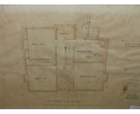F.SMALMAN SMITH.  19th.C. ENGLISH SCHOOL.   A SERIES OF FIVE ARCHITECTURAL DRAWINGS FOR A VICTORIAN VILLA TOGETHER WITH A FRA