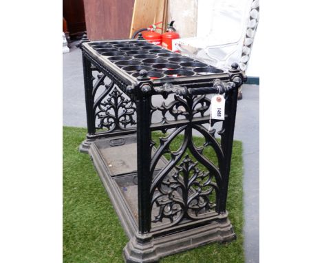 A VICTORIAN GOTHIC CAST IRON LARGE COUNTRY HOUSE STICK STAND POSSIBLY BY COALBROOKDALE