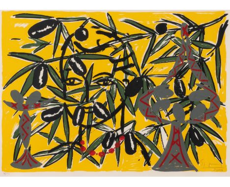 STEFAN SZCZESNY1951 MünchenPAAR ARBEITEN 'ZITRONEN' UND 'OLIVEN' (AUS: 'MALLORCA-SUITE', 2000) Jew. Farbserigrafie auf Bütten