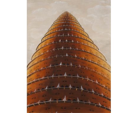 ANNETTE VON DER BEY1965 RemscheidOHNE TITEL (TÜRME 4) Gouache auf leichtem Karton. SM 93,5 x 67 cm (R. 122 x 95 cm). Unten li