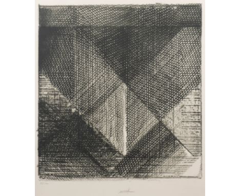 HEINZ MACK1931 Lollar - lebt und arbeitet in Mönchengladbach und auf IbizaLICHTGITTER Serigrafie auf Velin. DM 63,5 x 59 cm (