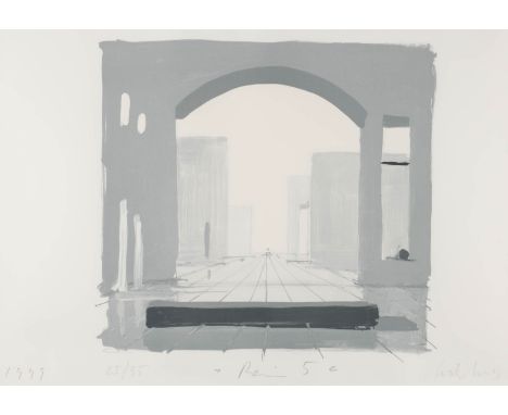 BEN WILLIKENS1939 Leipzig'RÄUME 5' (1999) Farbserigraphie auf Bütten. BM 70 x 99 cm (R. 97,5 x 127,5 cm). Untenstehend im Ste