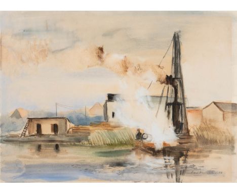 ERNST SCHUMACHER1905 Mönchengladbach - 1963 BerlinINDUSTRIEHAFEN (1937) Aquarell auf festem Papier. BM 45,5 x 62 cm (R. 62 x 