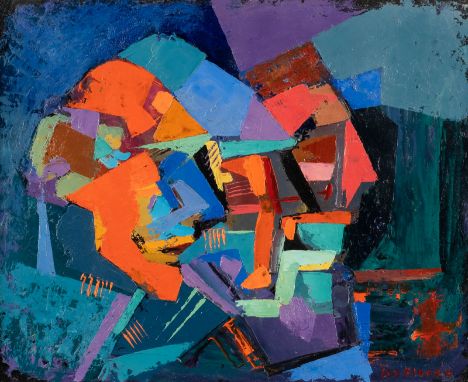 ION FLOREN1948 in IsraelOHNE TITEL (MECHANISCHE REITER) Öl auf Platte. 39 x 49 cm (R. 46 x 55,5 cm). Unten rechts signiert 'I