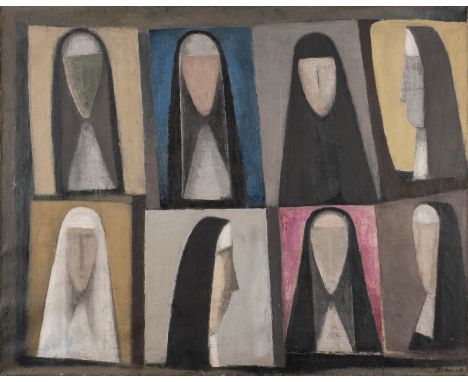 PETER HERKENRATH1900 Köln - 1992 MainzDAS GESICHT DER NONNEN Öl auf Leinwand. 81 x 101,5 cm (R. 82,5 x 103,5 cm). Unten recht