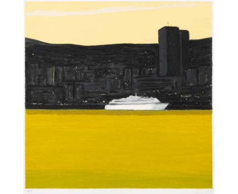 SIGRID NIENSTEDT1962 KrebeckOHNE TITEL (LANDSCHAFT V) Farbserigraphie auf Velin. DM 49 x 49 cm, BM 59 x 59 cm (R. 77 x 77 cm)