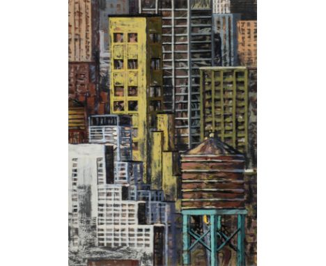 DOROTHEA GELKER1958 Altenberge, WestfalenWASSERTANK Acryl auf Papier. 41,5 x 29,5 cm (R. 71 x 58,5 cm). Im Passepartout monti