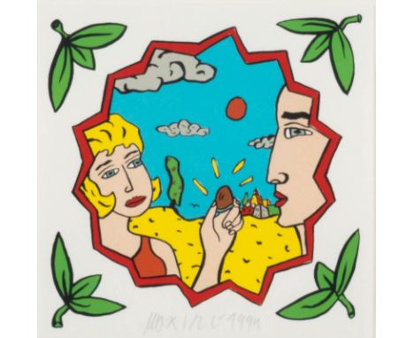MORITZ GÖTZE1964 Halle (Saale)DIE PRALINE (1999) Farbserigraphie auf leichtem Karton. BM 23 x 23 cm (R. 51 x 51 cm). Untenste