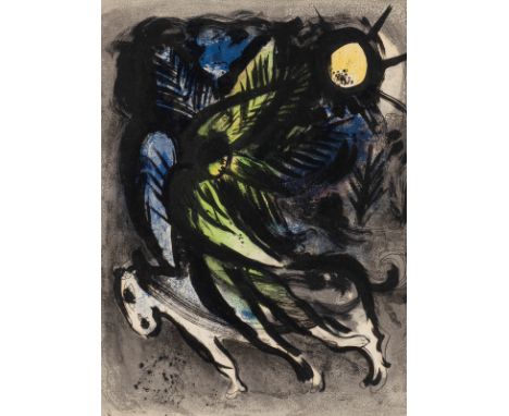 MARC CHAGALL1887 Witebsk - 1985 Paul de Vence'L'ANGE' (DER ENGEL) Farblithografie auf festem Papier. SM 31,5 x 23,5 cm, BM 32