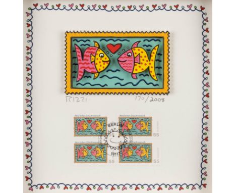 JAMES RIZZI1950 New York - 2011 ebendaOHNE TITEL (ENTWURF FÜR BRIEFMARKEN: 'HERZLICHEN GLÜCKWUNSCH!') 3D-Farblithografie und 