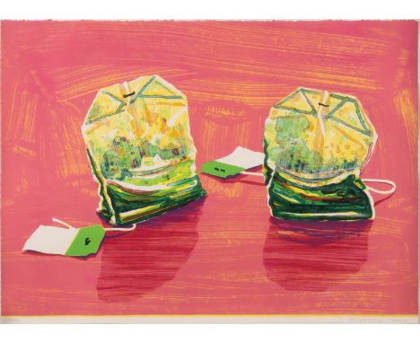 CORNELIUS VÖLKER1965 KronachTEEBEUTEL PINK (2001) Farblithografie auf Arches. BM 55 x 75 cm (R. 67 x 87,5 cm). Unten rechts h