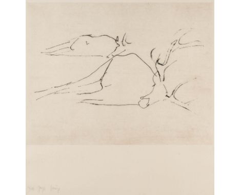 JOSEPH BEUYS1921 Krefeld - 1986 DüsseldorfTOTE HIRSCHE (1982) Radierung auf Arches. DM 44,5 x 57,5 cm, BM 90 x 63 cm (R. 105 