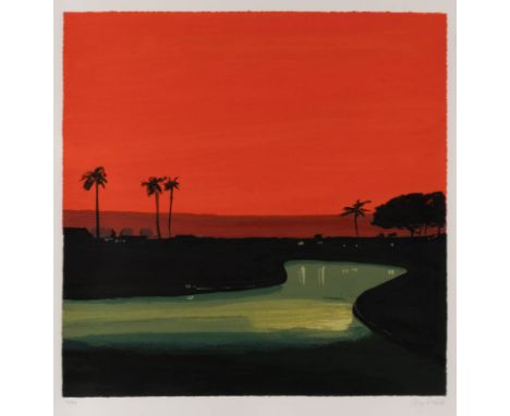 SIGRID NIENSTEDT1962 KrebeckOHNE TITEL (LANDSCHAFT IX) Farbserigraphie auf Velin. DM 49,5 x 49,5 cm, BM 60 x 60 cm (R. 77 x 7