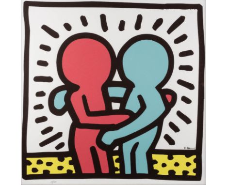 KEITH HARING (NACH)1958 Kutztown - 1990 New YorkBEST BUDDIES Farblithografie auf Karton. SM 88 x 88,5 cm (R. 92 x 92,5 cm). U