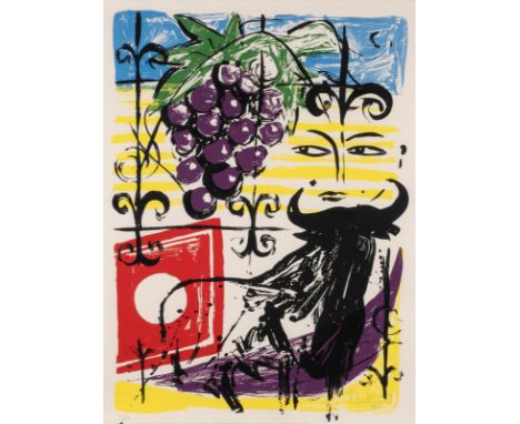 STEFAN SZCZESNY1951 MünchenPAAR ARBEITEN 'PALMEN' UND 'TRAUBEN' (AUS: 'MALLORCA-SUITE', 2000) Jew. Farbserigrafie auf Bütten.